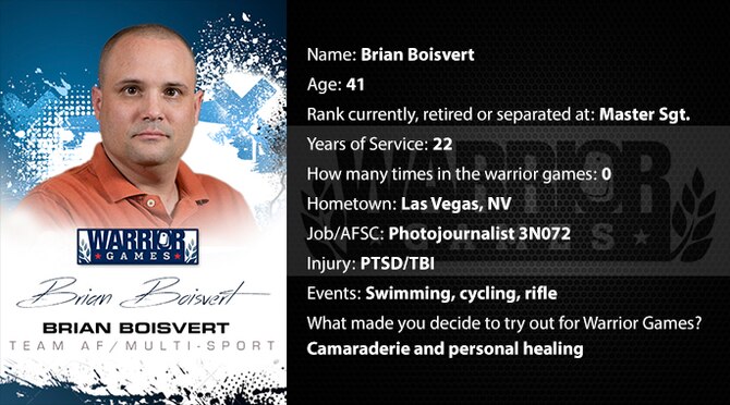 Warrior Games profile for Brian Boisvert. (U.S. Air Force graphic/Corey Parrish)