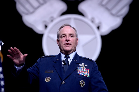 Air Force Chief of Staff Gen. Mark A. Welsh III makes his Air Force Update address at the Air Force Association's Air and Space Conference and Technology Exposition Sept. 15, 2015, in Washington, D.C. (U.S. Air Force photo/Scott M. Ash)  
